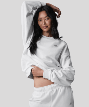 Alo Accolade Crew Neck Pullover White