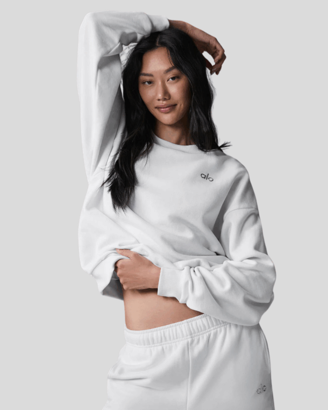 Alo Accolade Crew Neck Pullover White